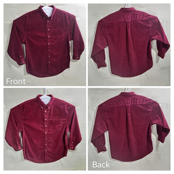 Fargo Vtg 90s Men Large Maroon Corduroy Button Down Long Sleeve Oversized Shirt - Picture 2 of 6